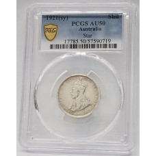 AUSTRALIA 1921 . ONE 1 SHILLING . STAR . PCGS AU50
